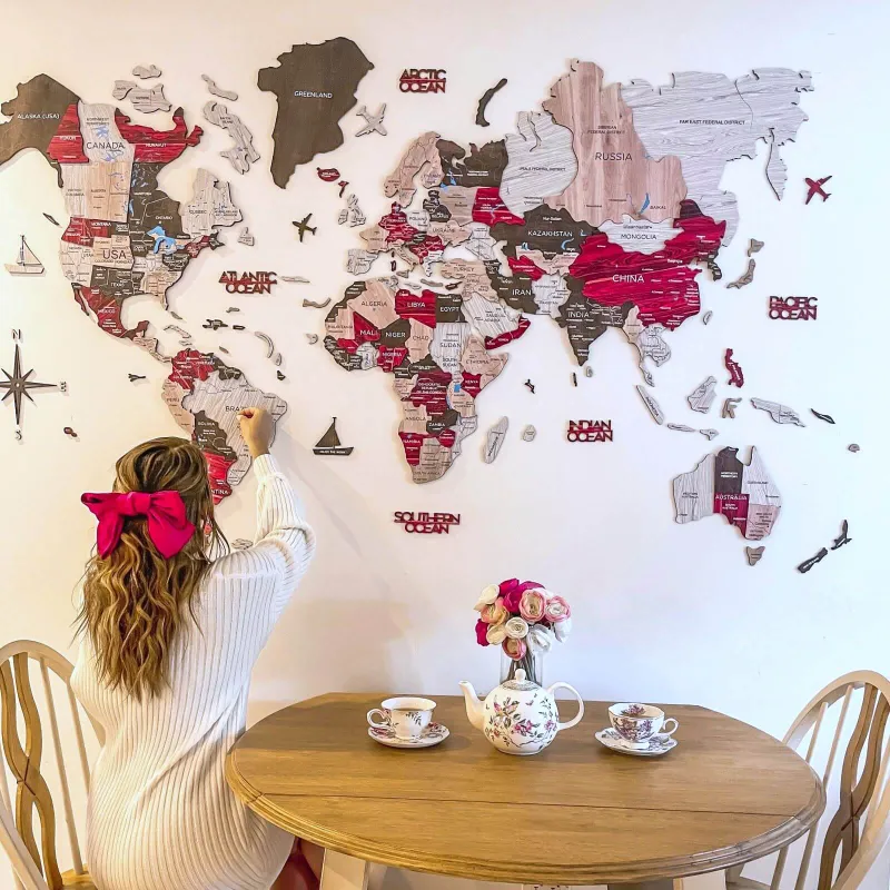 Enjoy The Wood 3D Wooden World Map world map