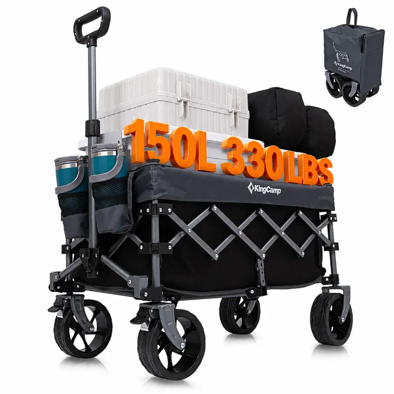 KingCamp folding wagon fully open and ready to load with gear