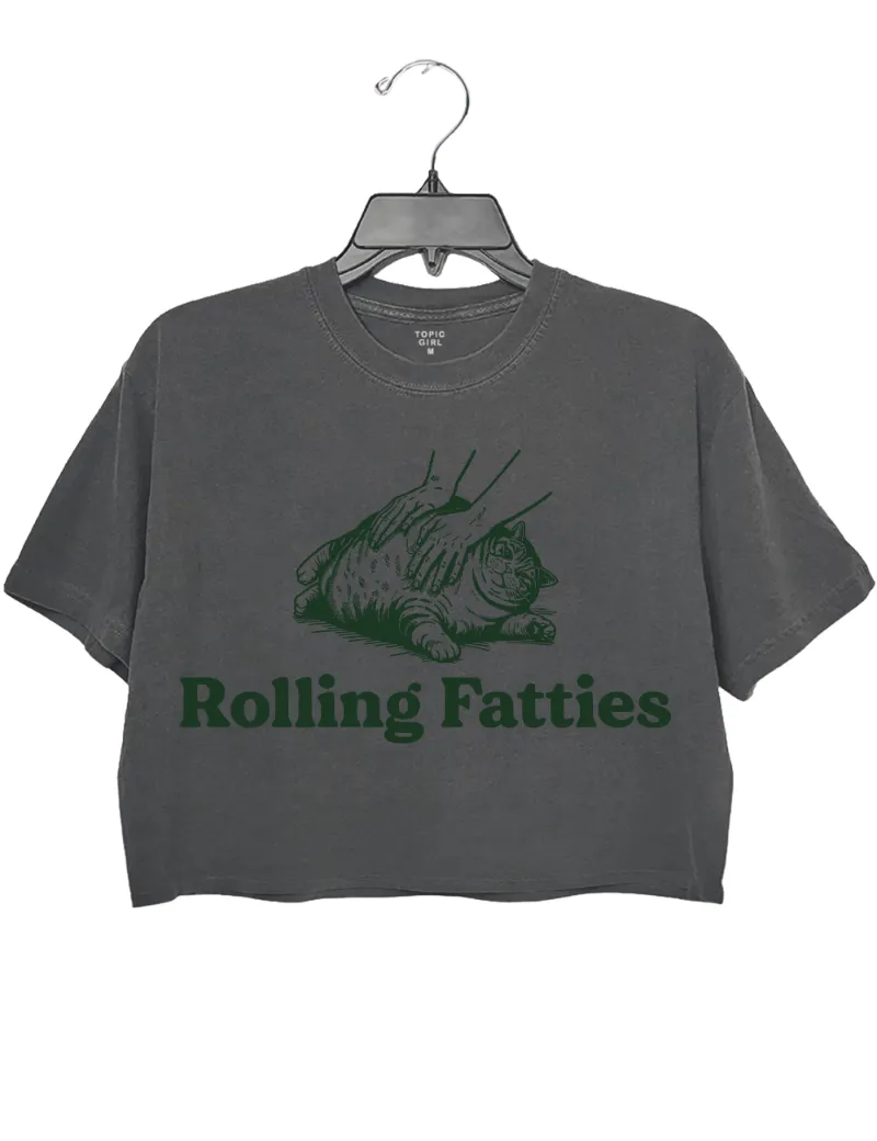 Topicgirl rolling fatties cat graphic tee shirt