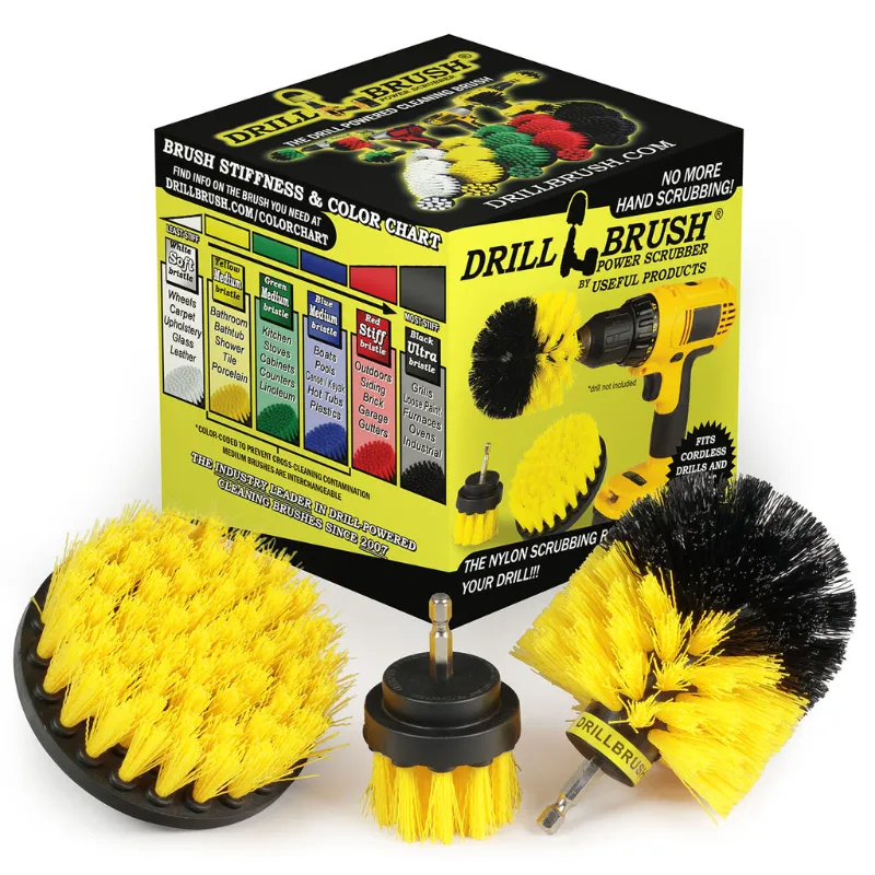 Drillbrush drill brush attachment for power scrubbing