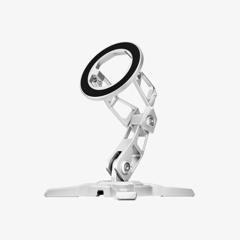 Magnetic phone stand holding a smartphone upright