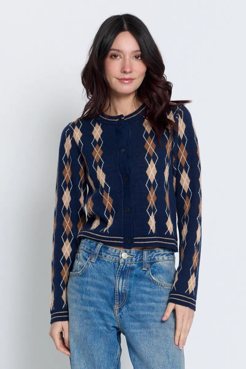 Central Park West argyle women's cardigan