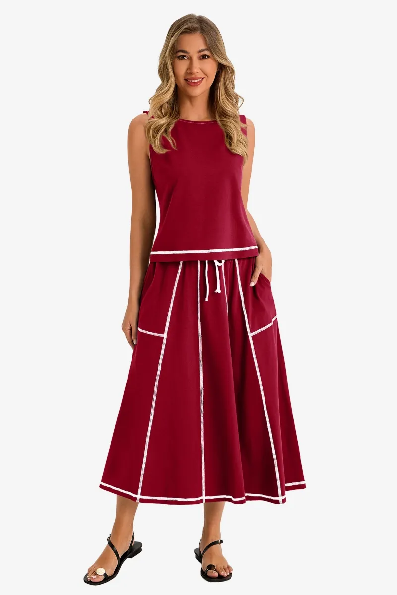 CICYBELL burgundy set women