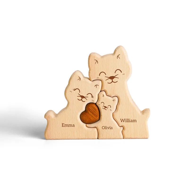 Woodemon wooden cat puzzle