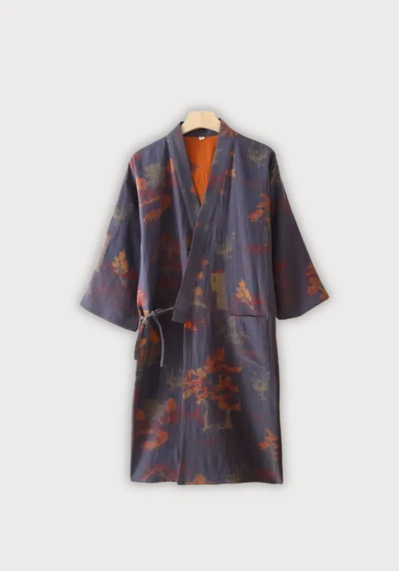 Lightweight kimono robe draped over a chair