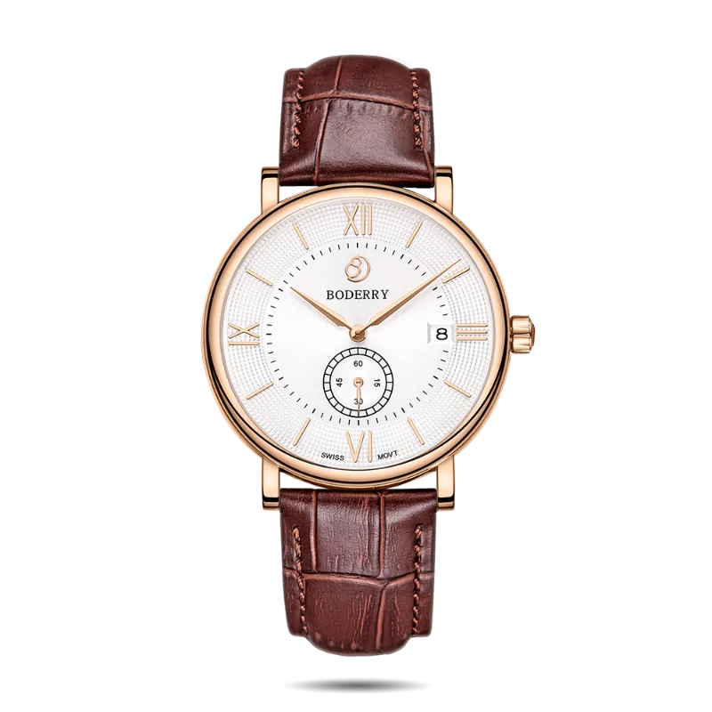Boderry men's rose gold watch