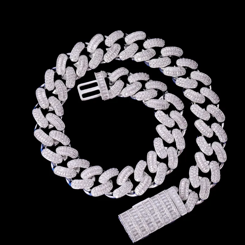 Icey Pyramid baguette chain necklace