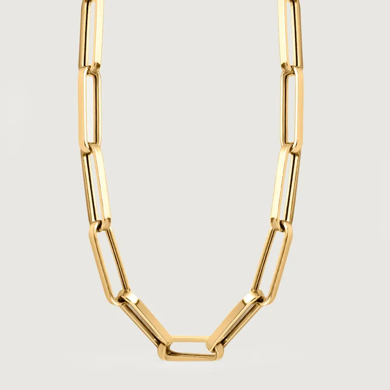 Rachel Galley paperclip necklace with sleek paperclip link chain design