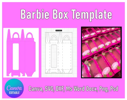 Crafty SVG barbie box template printable design