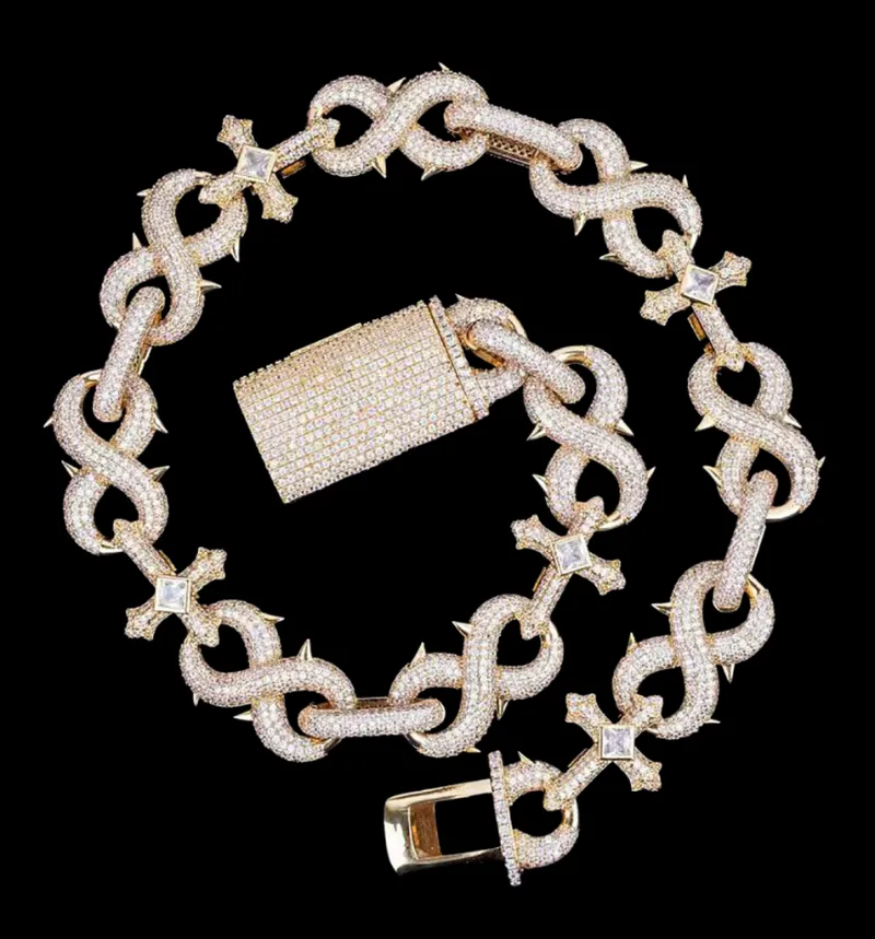 Icey Pyramid iced out cross chain necklace