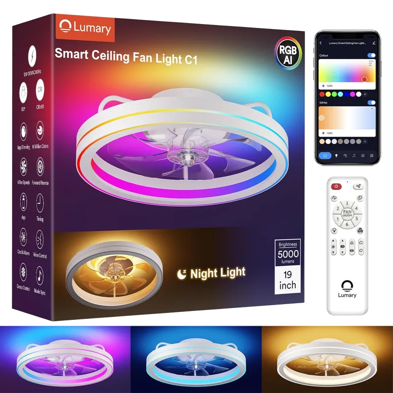 Lumary fan light with integrated lighting fixture