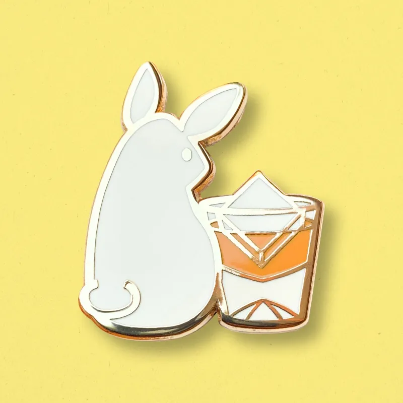 Cocktail Critters pin rabbit enamel pin