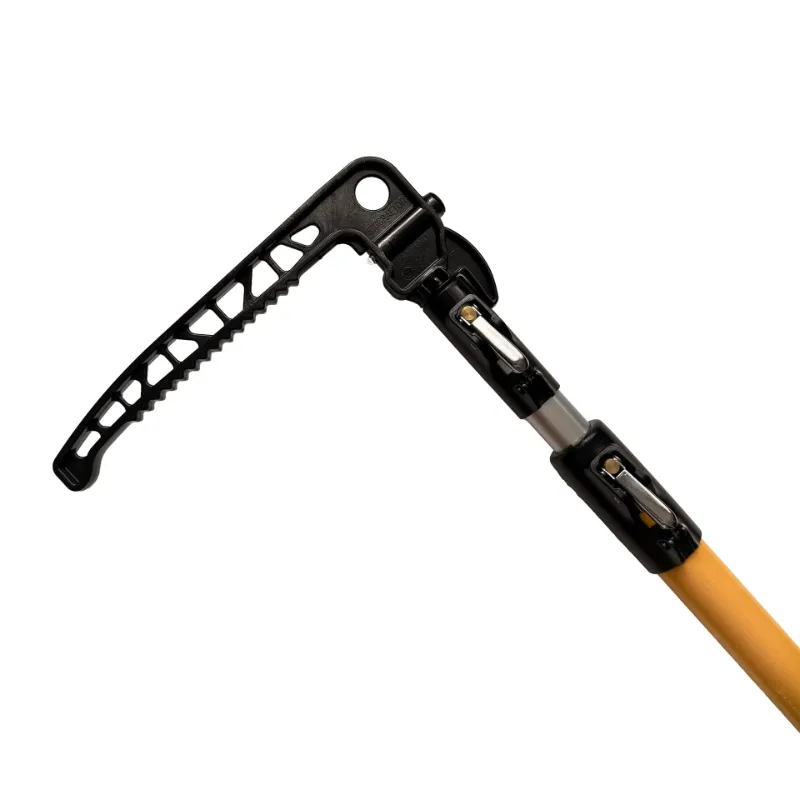 Steel stevedore hook gripped by a hand