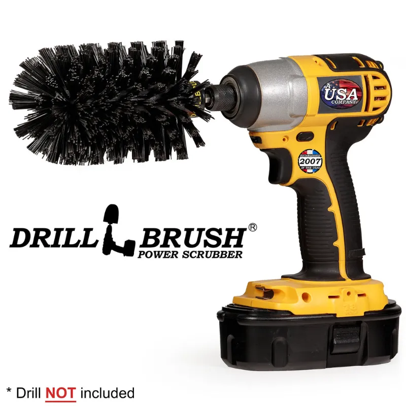 Drillbrush black brush stiff-bristle cleaning attachment