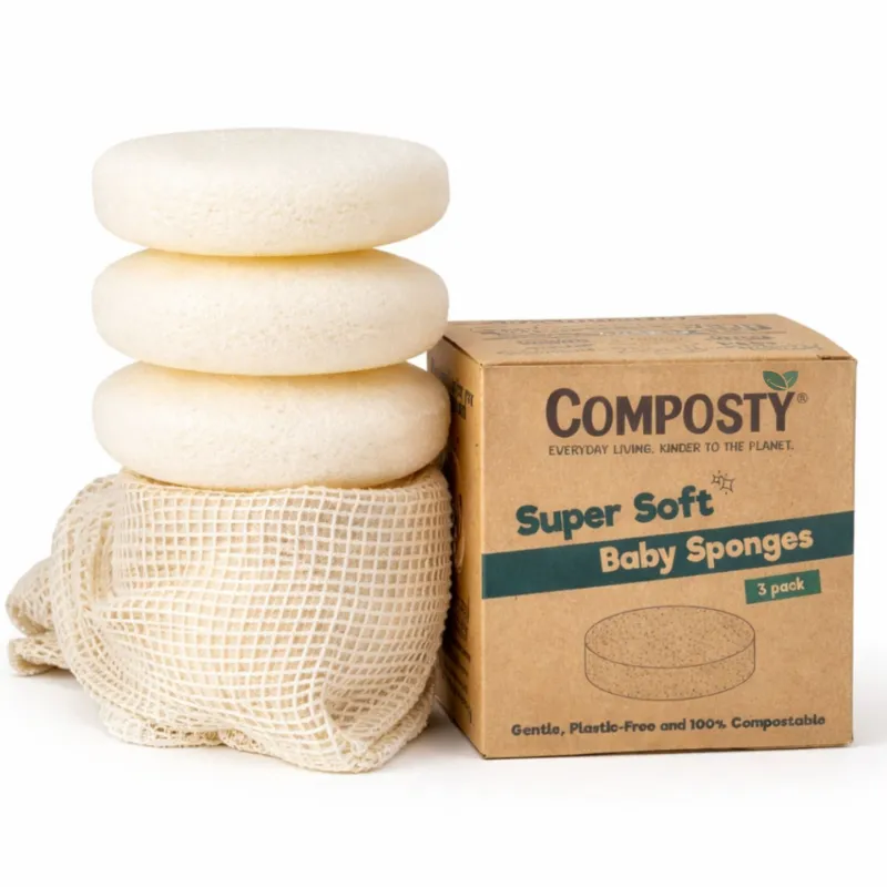 Composty body sponge for bathing and exfoliation