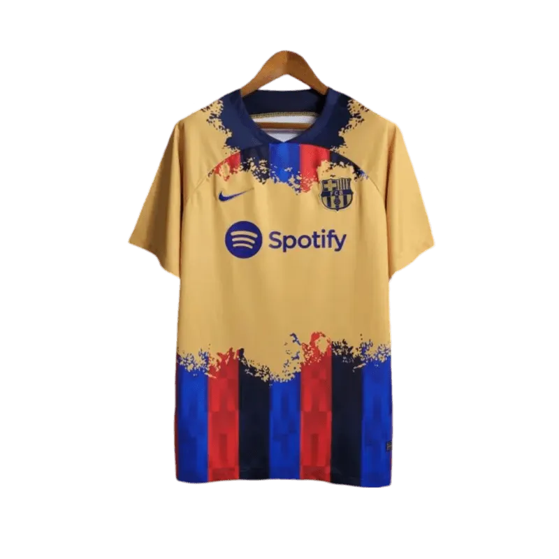 GoVintageJersey barcelona yellow soccer jersey