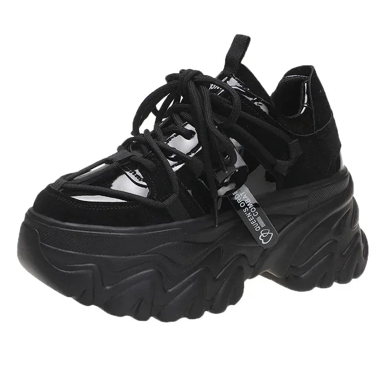 Cyber Techwear black platform sneakers