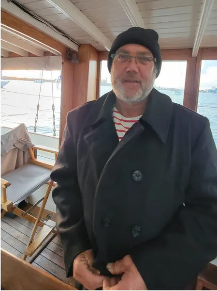 Naval pea coat with brass buttons