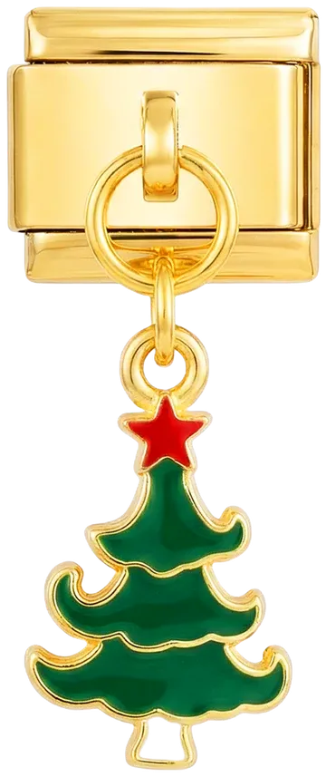 Charms green gold and red Christmas tree holiday charm