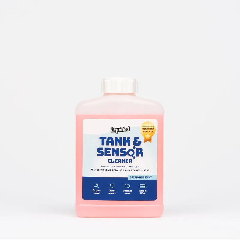Liquified RV water tank cleaner for fresh water sanitation