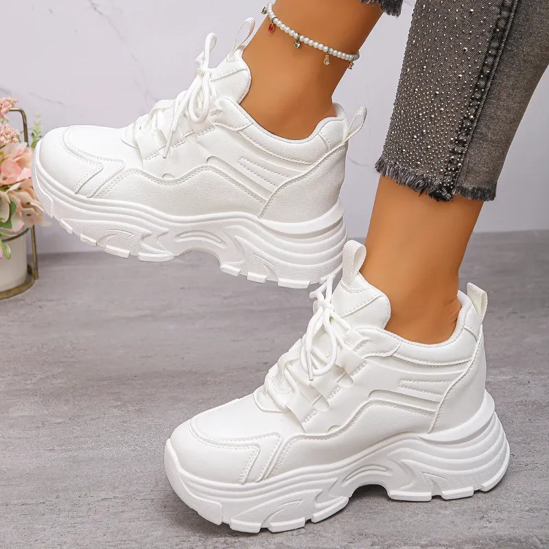 Cyber Techwear white platform sneakers