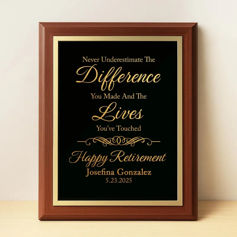 Lucy Engraving personalized retirement plaque