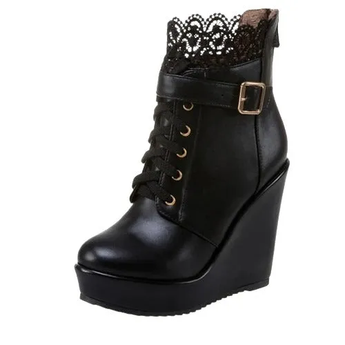 Cyber Techwear wedge heel boots womens