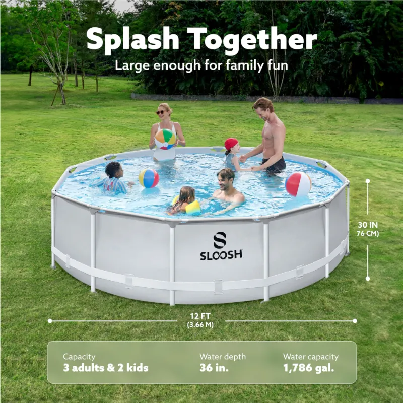 12 foot above ground pool set up outdoors