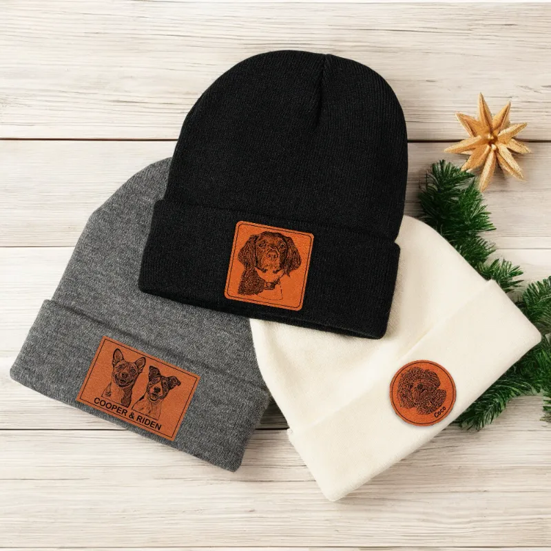Lucy Engraving dog with beanie