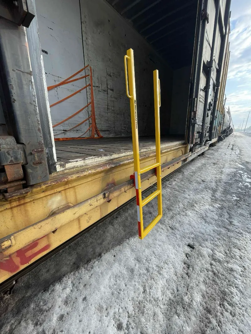 Ladder positioned beside a railway track