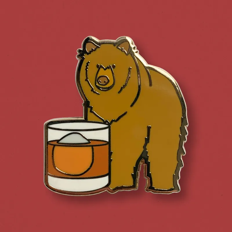 Cocktail Critters pin bear enamel pin