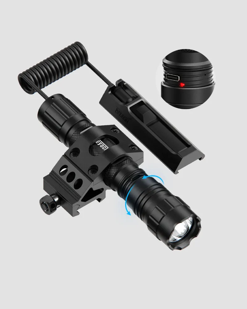 Feyachi tactical flashlight with rail mount