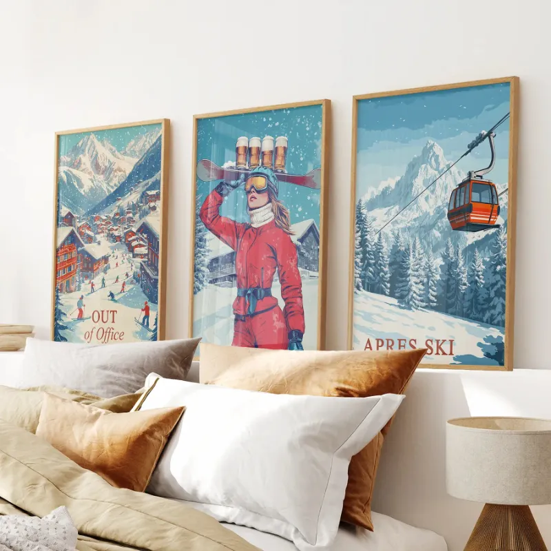 Wall Art Set vintage ski posters