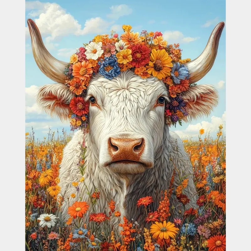 Canvas by Numbers Blooming Horns Paint by Numbers kit