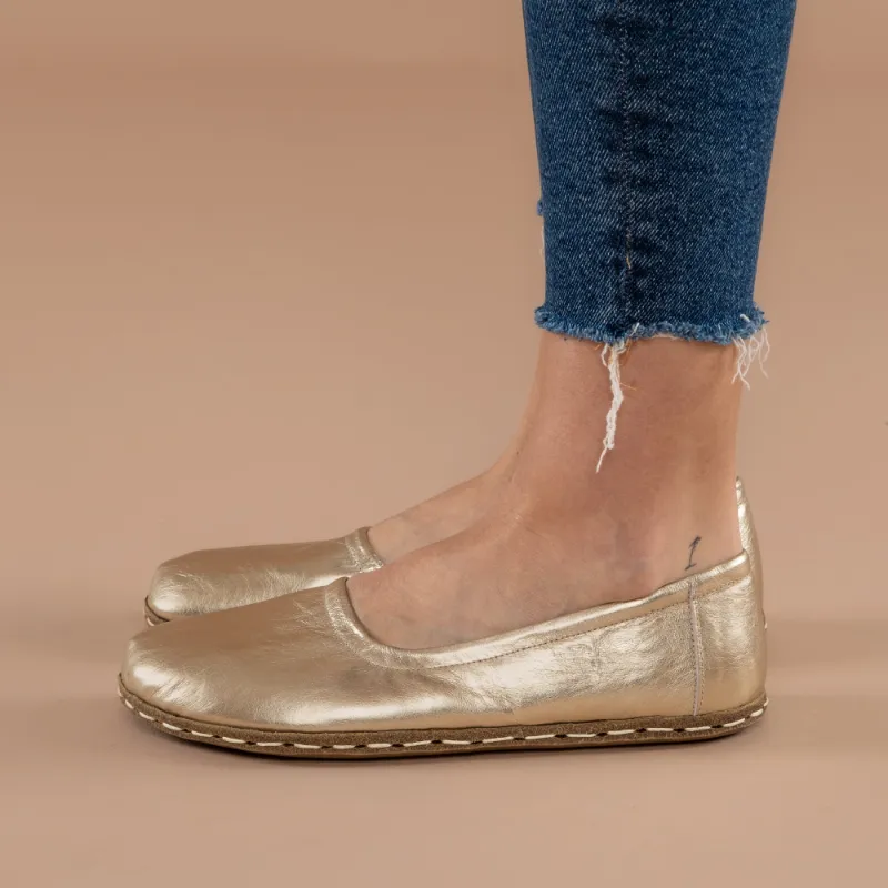 Atlantis Handmade gold flats for women