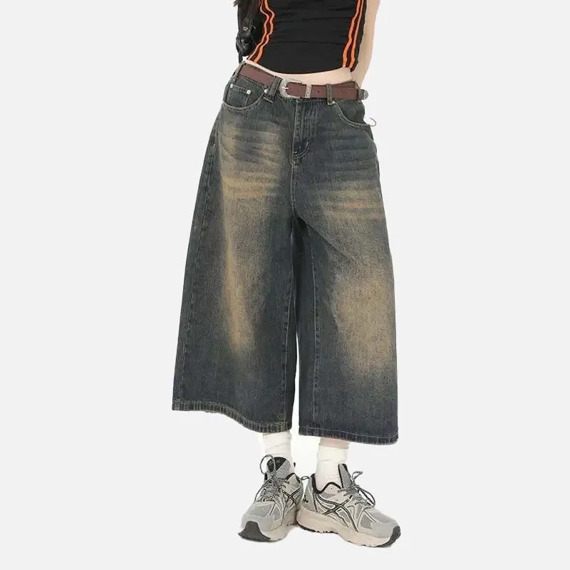 DAXUEN vintage jorts retro-style washed denim jean shorts