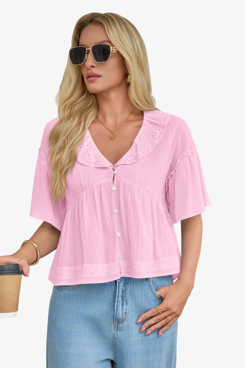 CICYBELL pink babydoll top
