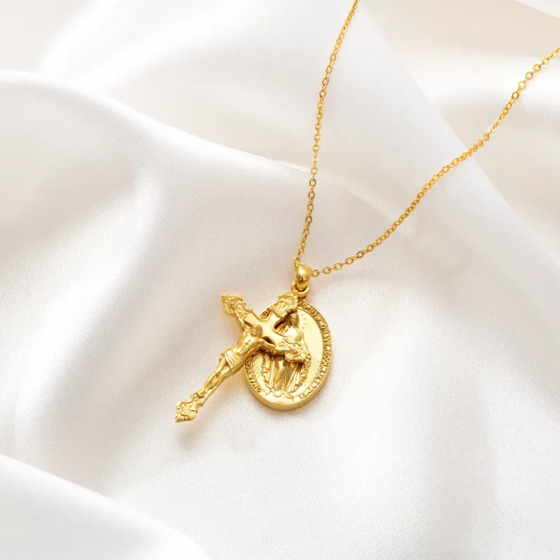 Catholight miraculous medal necklace gold