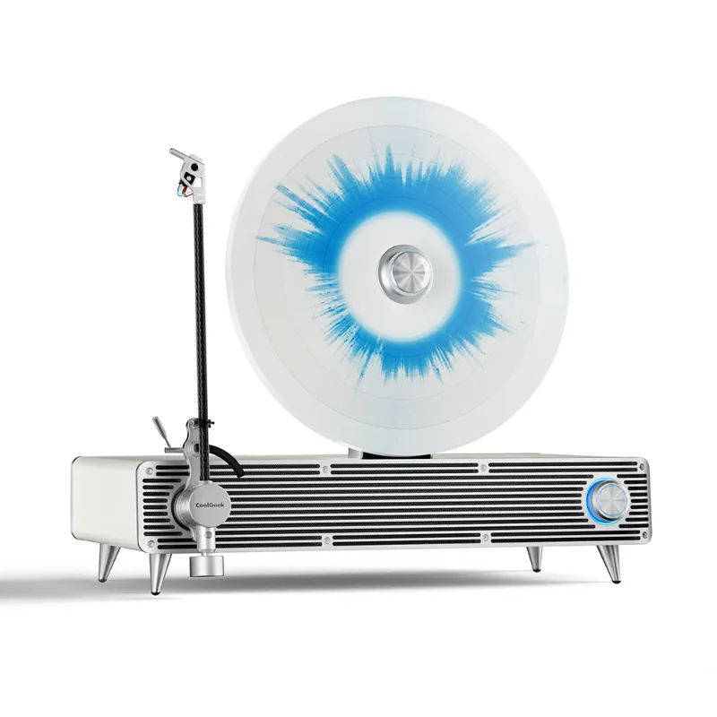 CoolGeek upright turntable in vertical orientation