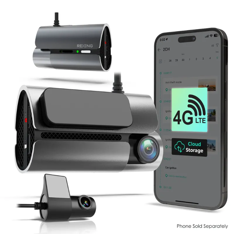 Rexing dash cam mounted on windshield