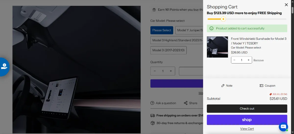 Step 2: Open your cart