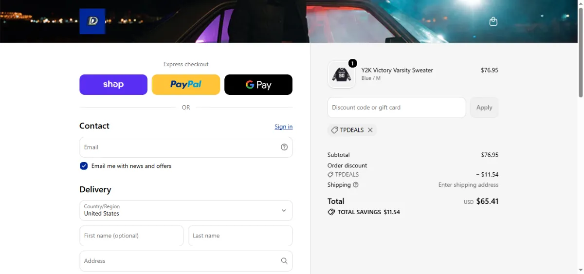 Step 3: Enter TPDEALS at checkout