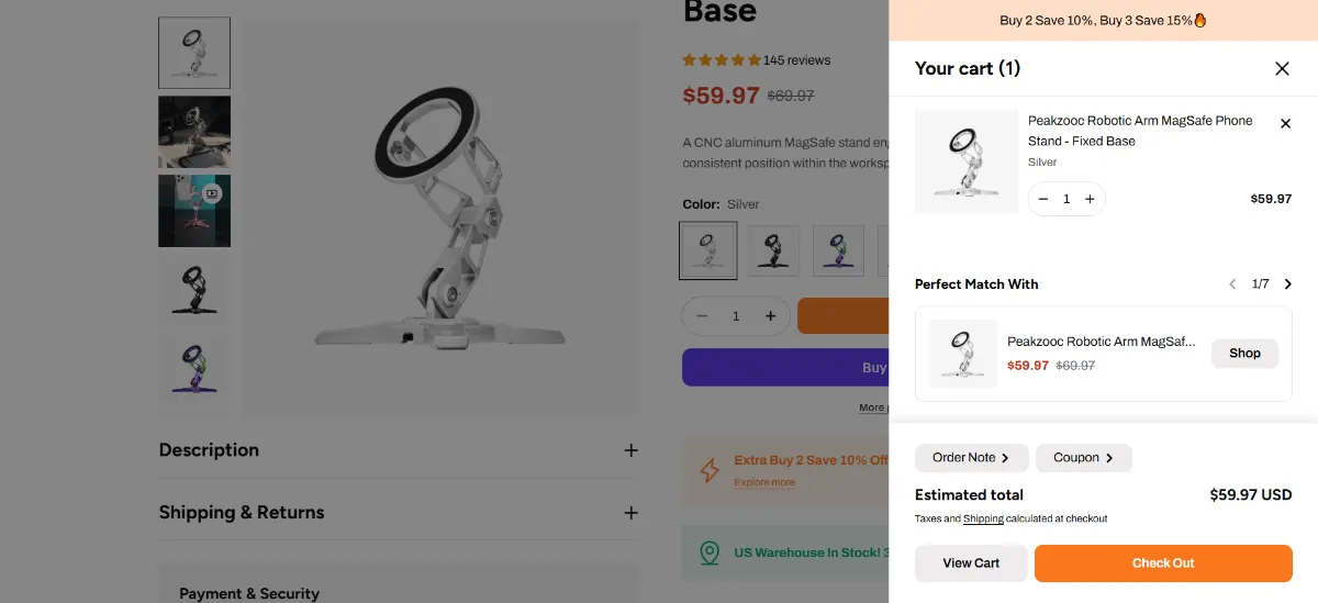 Step 2: Open your cart