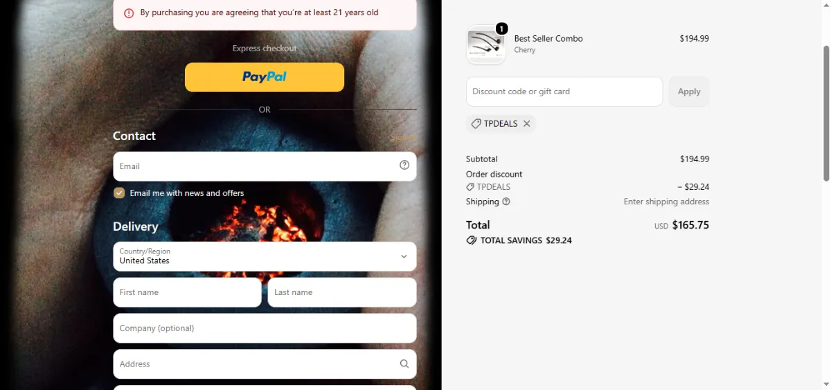 Step 3: Enter TPDEALS at checkout