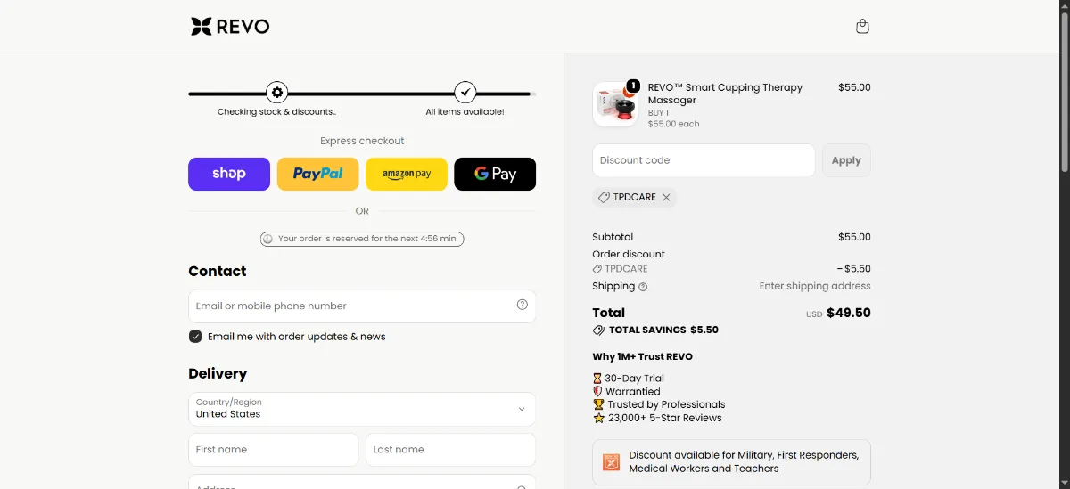 Where to enter the Revomadic discount code at checkout