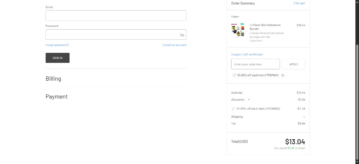 Step 3: Enter TPDMAX at checkout