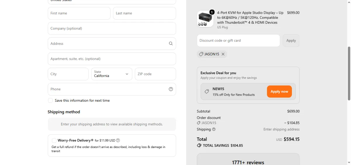 Where to enter the TESmart discount code at checkout