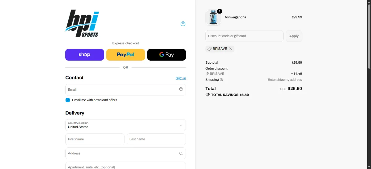 Step 3: Enter BPISAVE at checkout