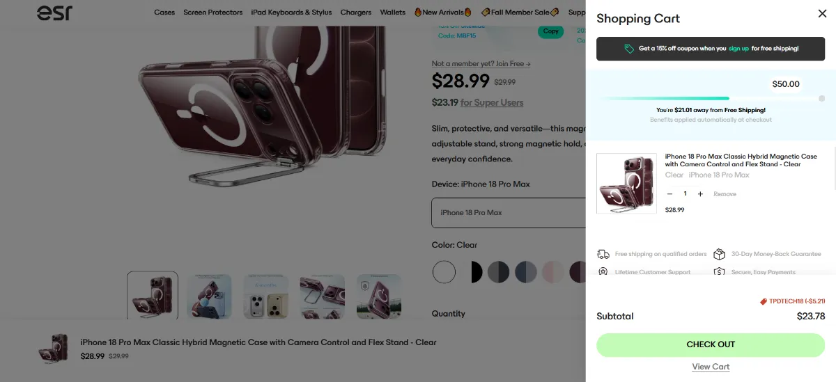 Step 2: Open your cart