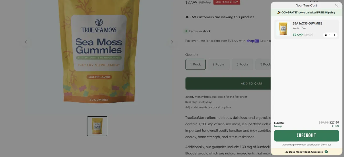Step 2: Open your cart